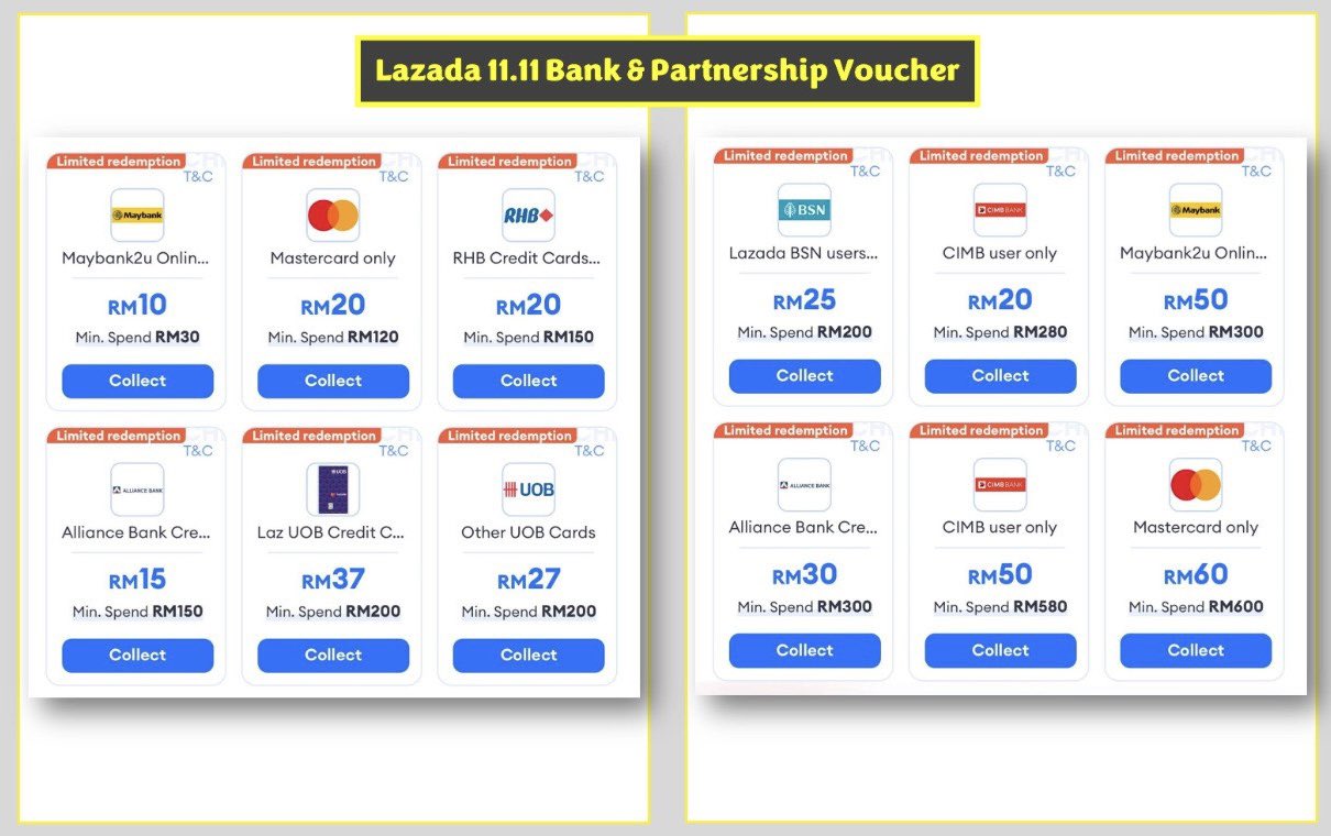 Lazada 11.11 Bank Vouchers