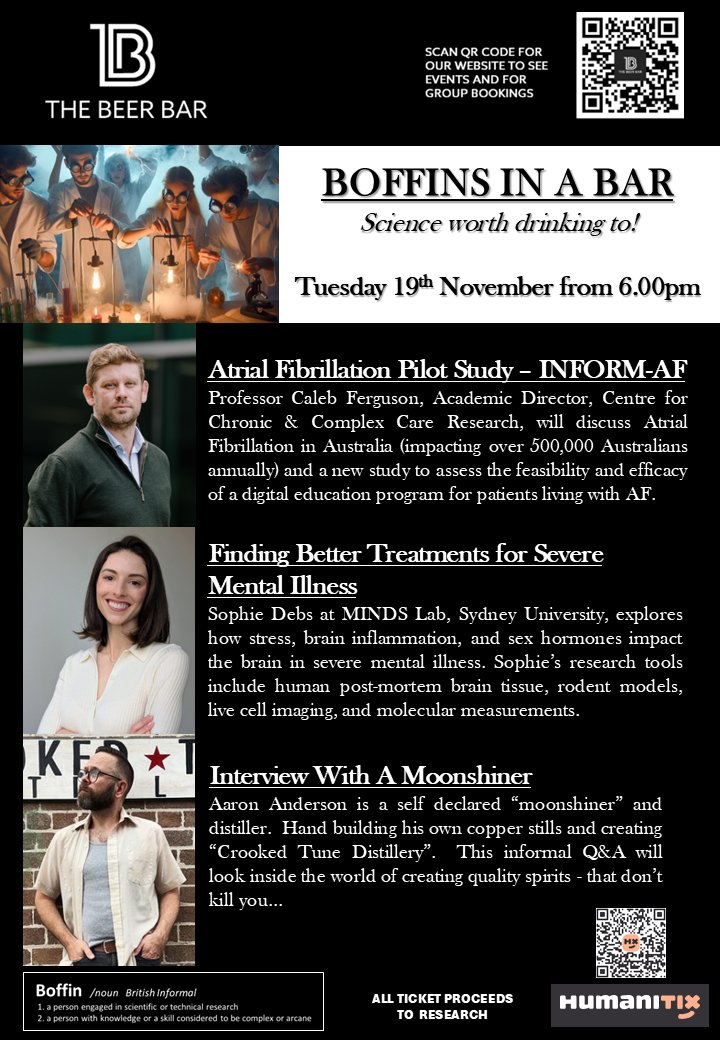 Delighted to be returning to The BEER BAR to speak about my favourite organ - the brain! Come along for a night of science on Tuesday 19th November at 6pm. Entry includes a nominal donation, with all proceeds going to charity. Grab your tickets via the QR code attached!