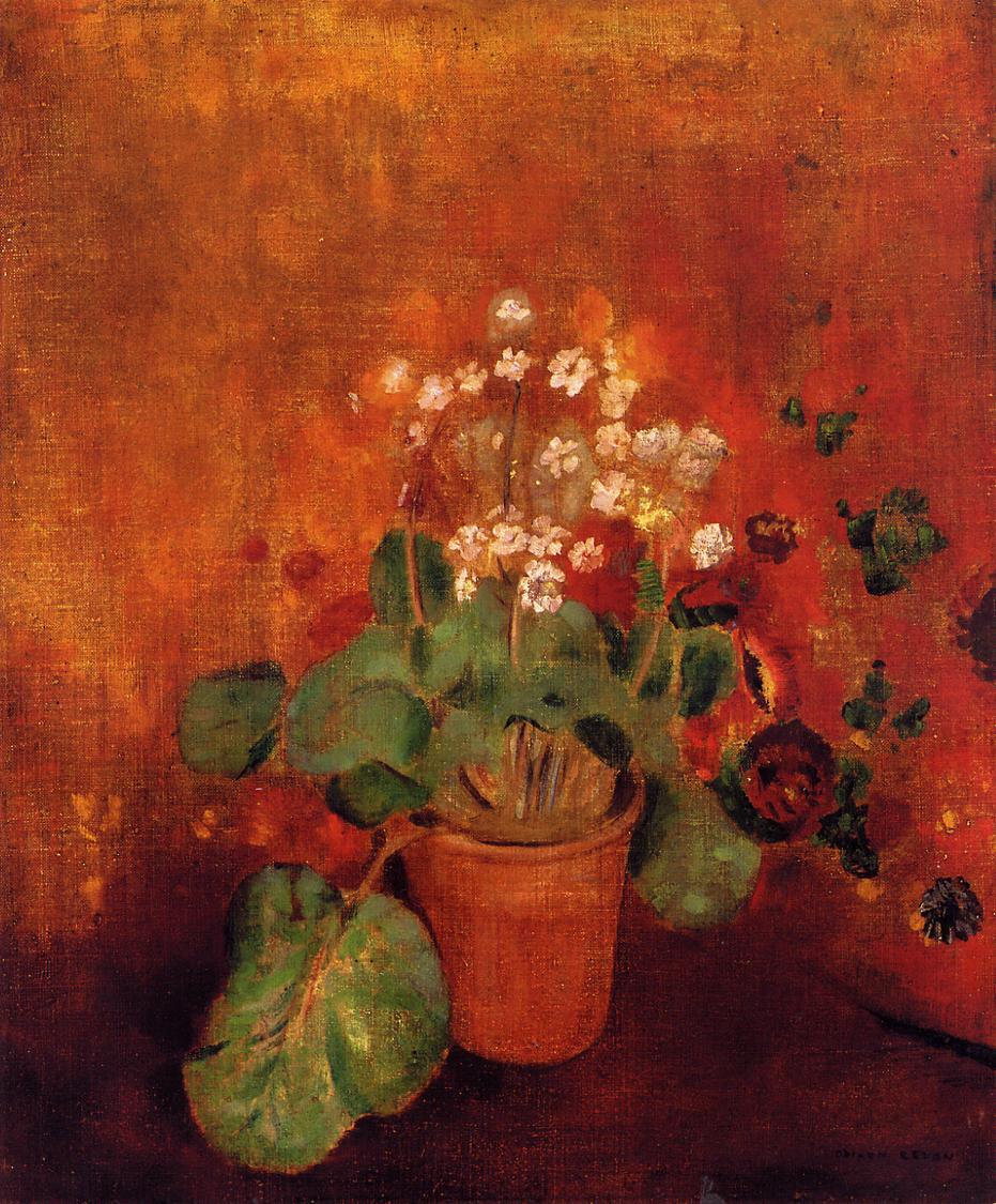 redonart's tweet photo. Flowers in a Pot on a Red Background https://t.co/2jbWku5p8A
