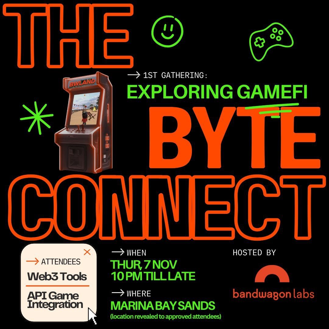 clarcrypto's tweet photo. If you're looking to network with likeminded people in the Web3 and GameFi space in Singapore, The Byte Connect by @BandwagonLabs is your place to be. Gathering leads from top layer 1s, gamefi projects, and more. What's cool is the this event flows into Vybe, a new Afro and Latin beats night by ultra lounge, Avenue, at Marina Bay Sands so you can party till late.
Registration is closed already but if you're interested to attend, do DM me with your name and email. πͺπ»
Link with more info (closed): https://t.co/TnJB9BE75I
Vybe by Avenue (open to public): https://t.co/1e6mOQd8uU
