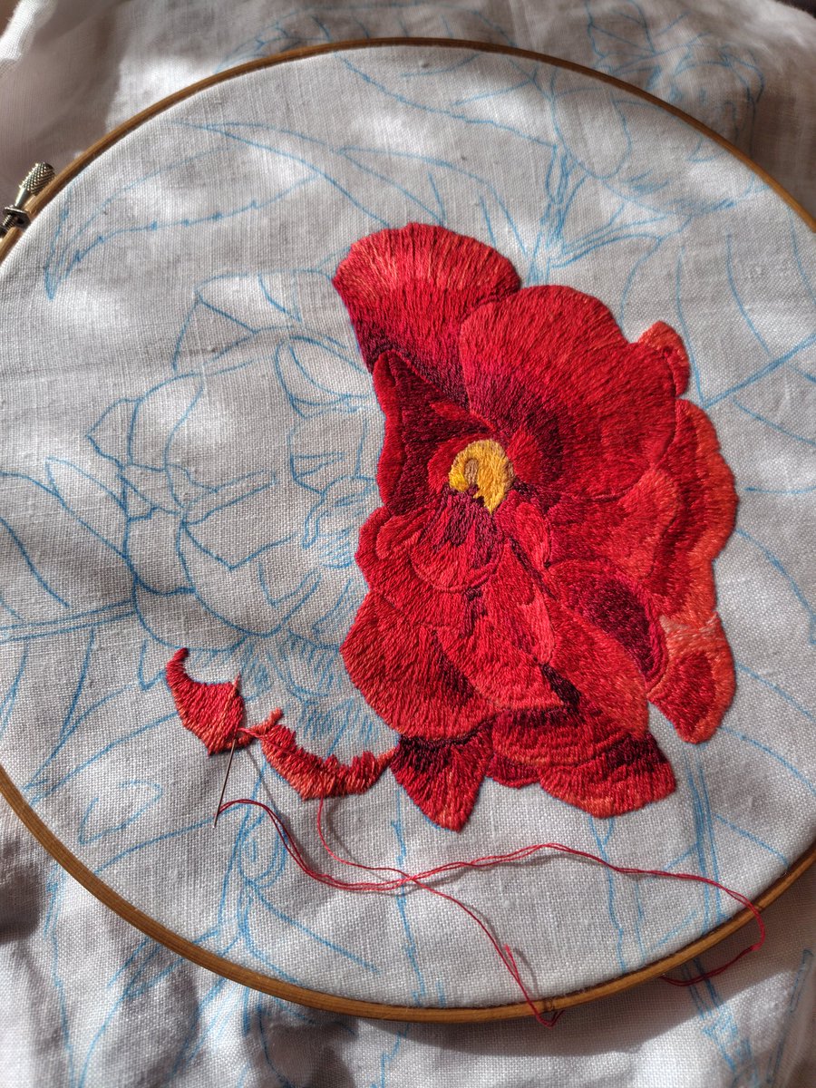 mKjVi882's tweet photo. 刺繍進捗😊カーテンの模様が写りこんでしまいました😓 https://t.co/116ny27iyB