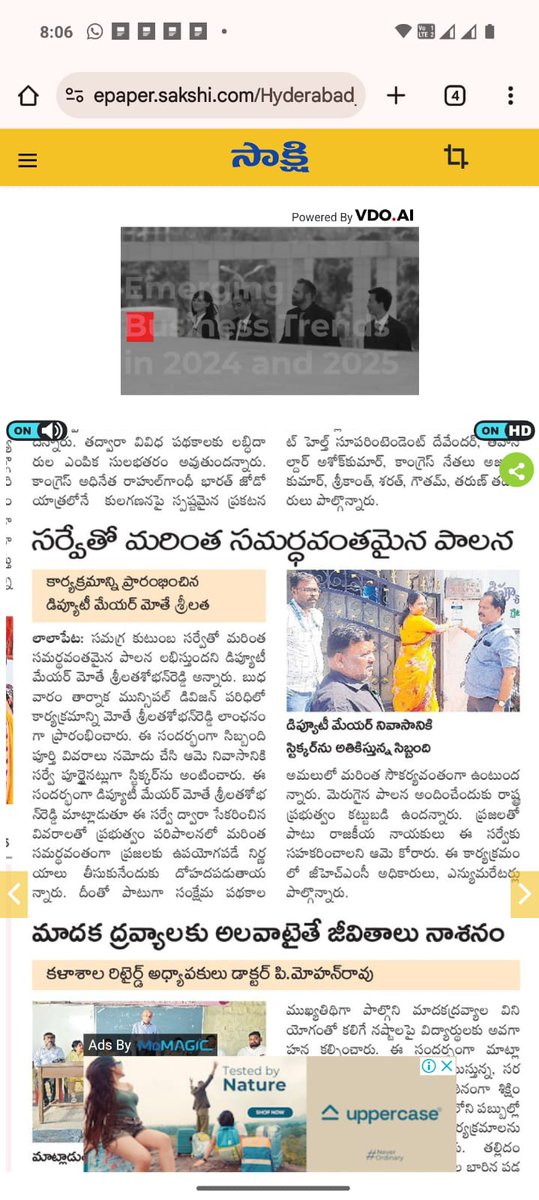 Good morning sir, 
News paper clipping on Socio Economic Survey at lalapet area in Circle-29, Secunderabad