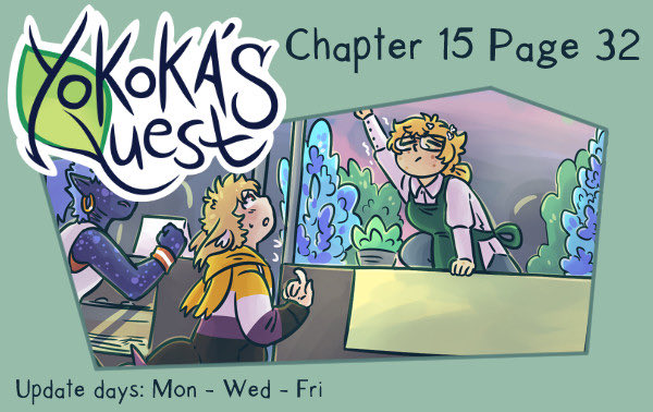 whoops monday was hectic and i forgot to schedule a page at all but its up now! 
#YokokasQuest #SpiderForest #webcomicwednesday 

* * *

📖 Read the webcomic: yokokasquest.com 
🖊️ Vote on TWC: topwebcomics.com/vote/19648 
🍾 9th anniversary event: yokokasquest.com/comic/yokokas-…