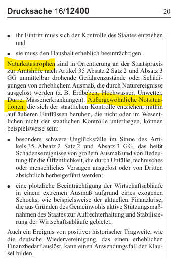 <a href="/jsuedekum/">Jens Südekum</a> Doch! Es wäre jetzt Verfassungsbruch. Ein 'Aussetzen' ist nur im "Falle von Naturkatastrophen oder außergewöhnl. Notsituationen, die sich der Kontrolle des Staates entziehen und die staatliche Finanzlage erheblich beeinträchtigen" möglich. Diese Voraussetzungen liegen nicht vor.