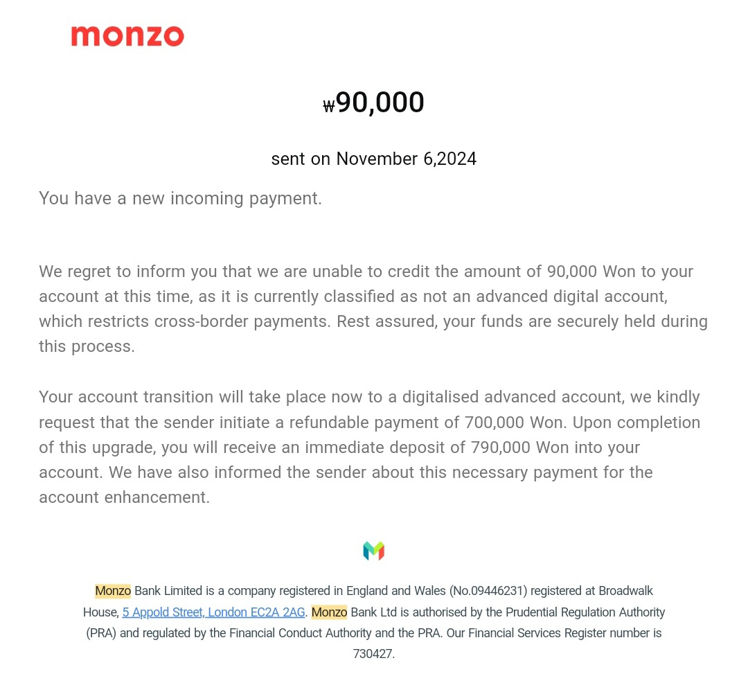 P7MqvjerrWqZzSy's tweet photo. 외국인 포카 양도 거래 사기 Scammer
흔히 알려진 wise 사기에서 monzo라는 사이트로 갈아탔나봐요 거래 시 조심하세요
사기꾼 계정 @belaroza_ https://t.co/Ty41xqccXD