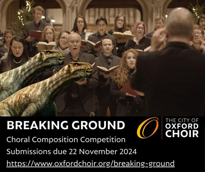 City of Oxford Choir (@cityoxfordchoir) on Twitter photo Our exciting composition competition closes on 22 November. Have your work performed at Oxford’s Museum of Natural History, <a href="/morethanadodo/">Oxford University Museum of Natural History</a>, and win £1000. Plus: dinosaurs! 🦕🦖
Full details at oxfordchoir.org/breaking-ground Our exciting composition competition closes on 22 November. Have your work performed at Oxford’s Museum of Natural History, <a href="/morethanadodo/">Oxford University Museum of Natural History</a>, and win £1000. Plus: dinosaurs! 🦕🦖
Full details at oxfordchoir.org/breaking-ground