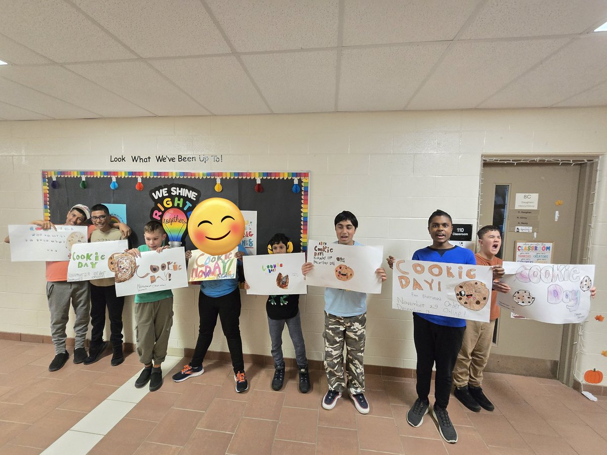 We are SO excited for our upcoming R.I.S.E. Room Cookie Day events <a href="/JamesGrievePS/">James Grieve PS</a> 🍪
Ss have been learning about media and advertising.  We created posters and placed them in different locations around the school to help spread the word! 🍪🍪🍪 <a href="/PeelSchools/">Peel District School Board</a> <a href="/TCCookieCo/">Terra Cotta Cookies</a>