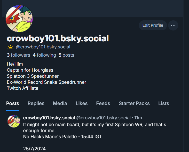 Took a while, but I'm also over here now
<a href="/crowboy101/">Brad Clark</a>.bsky.social