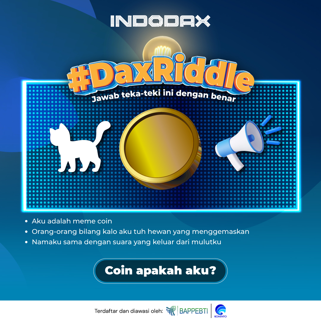 indodax's tweet photo. Main tebak-tebakan lagi yuk! 

Ada hadiah total Rp4 juta buat 10 pemenang!

Cuss swipe left buat ikutin syarat ketentuannya dan jawab slide 3 #DaxRiddle di Instagram atau Twitter INDODAX dengan benar ya 

Good luck! 😉

#INDODAX #AsetMasaDepan https://t.co/gokSBqJ8hl
