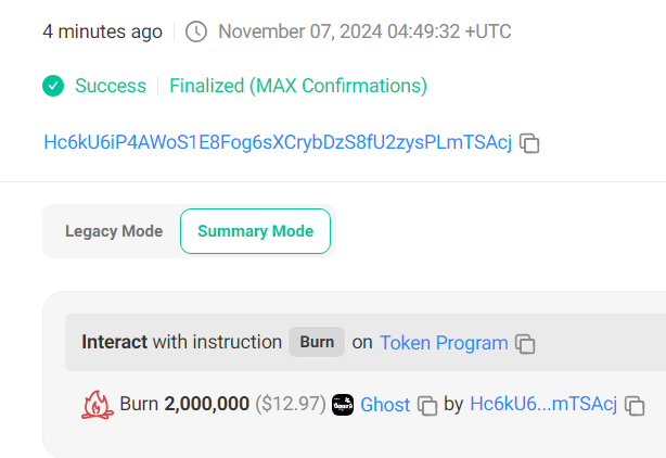 GhostDevonSol's tweet photo. "Burn it" ๐ฅ๐ฅ 2 Million #GhostTokens Have Just Been Burned and Removed from the Circulating Supply.. 4 Ever ๐ฑ๐ฅ $Ghost Token on #Solana ๐ป๐ช #GT not just Another #MemeCoin #GetGhost Ca: GLQZBAxryKavvfcUJTzEPngoeNqzwNuyZSymL3dLpump https://t.co/D8QMM2ouZX