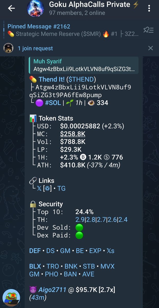 Goku_alphacalls's tweet image. $THEND Hit 411K

Called in my private lounge by member @ 95K

4️⃣.3️⃣x from call ✅

Atgw4zBbxLii9LotkVLVN8uf9qSiZG3t9PA6fEw8pump

#THEND #Sol #Solana