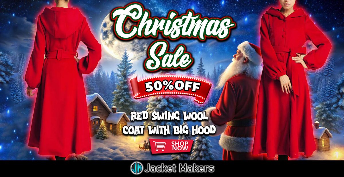 jacketmakers's tweet image. #Christmas Get Up to 50% OFF #Women’s Red Wool #SingleBreasted Swing Hooded #Coat.
----------------------
jacketmakers.com/product/womens…
#MerryChristmas #Christmas2024 #christmasgift #HoodedCoat #christmascollection #ChristmasCountdown #holiday #sweetnovember #gift #christmasshopping