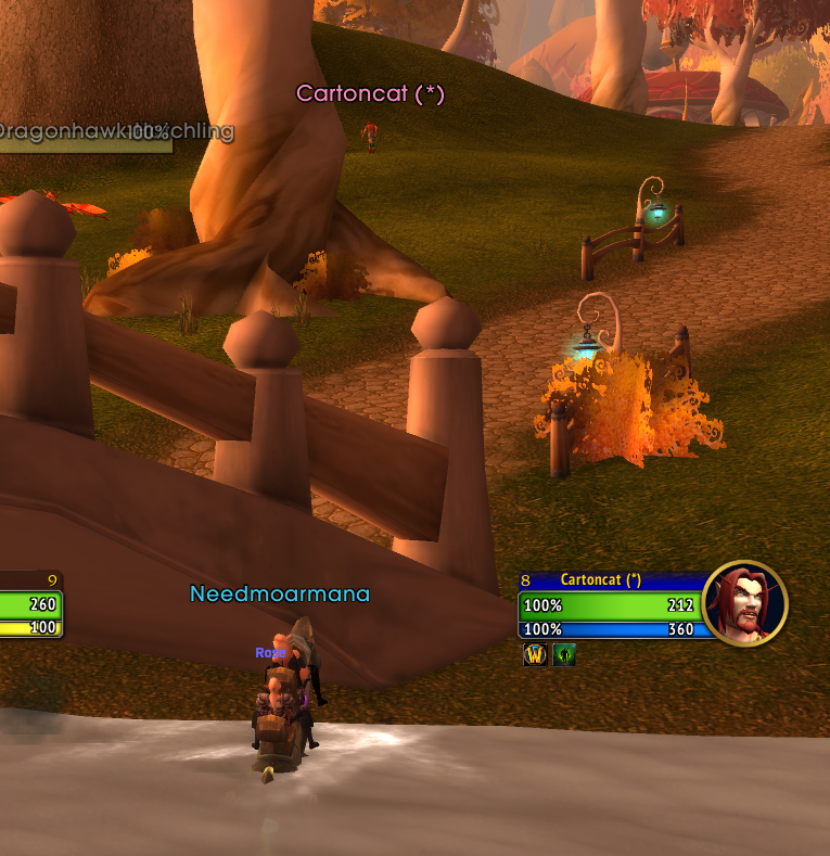 was lvling in eversong woods with my bestie and a guy asked us for help, but when we saw him again we noticed he seemed lost and new, so we helped him again but then it became a long story of us following cartoncat around without him noticing for 1 hour with a plot twist
