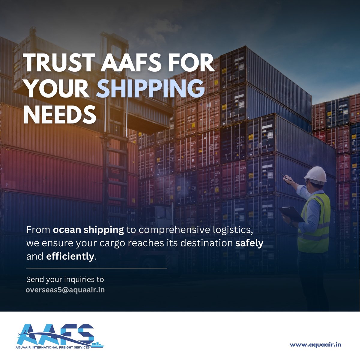 aafs_official's tweet image. Looking for dependable freight solutions?

Send inquiries at overseas5@aquaair.in, and let us navigate your shipping needs with expertise and care.

#OceanShipping #RequestQuote #ReliableShipping #SecureTransport #EfficientLogistics #AquaAir #AAFS