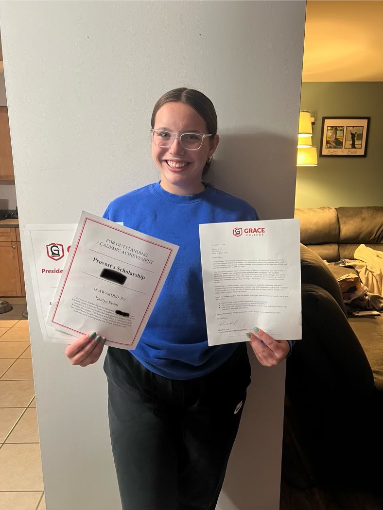 Kaitlyn Evans (@kevans917) on Twitter photo I am blessed to have received my first official acceptance letter today!! Along with my acceptance letter I have received a Merit and Presidential Scholarship!! Thank you so much <a href="/gracecollege/">Grace College</a> I am looking forward to big things ahead!! I am blessed to have received my first official acceptance letter today!! Along with my acceptance letter I have received a Merit and Presidential Scholarship!! Thank you so much <a href="/gracecollege/">Grace College</a> I am looking forward to big things ahead!!