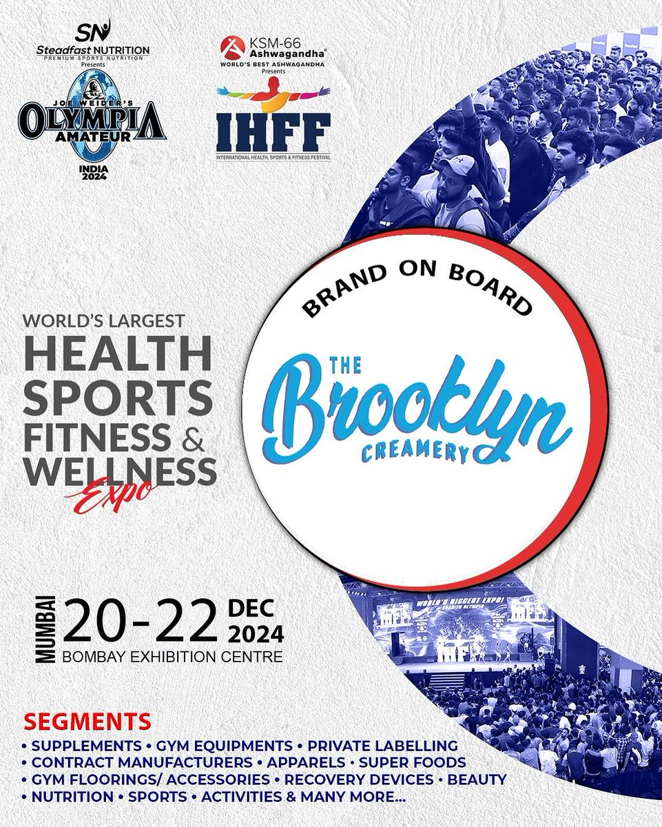 sheru_aangrish's tweet image. We are thrilled to have @thebrooklyncreameryin exhibit at the World’s Largest Health Sports and Fitness Expo this December in Mumbai at Bombay Exhibition Centre 🙌🏼🤩

🗓️20th - 22nd December 2024 
📍Bombay Exhibition Centre- Mumbai 

#thebrooklyncreamery #noaddedsugar #icecream