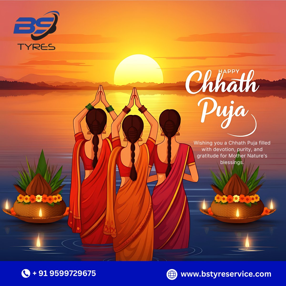 bs_tyres's tweet photo. May the blessings of #ChhathPuja light your way. As you celebrate this festival of devotion and gratitude let us ensure your car is road-ready for all the trips ahead. 
#HappyChhathPuja #Chhath2024 #FestiveVibes #BSTyres #CarCare #TyreCare
🌐 https://t.co/7u6NmuofBk
📞 9599729675 https://t.co/sN7zOihEZJ