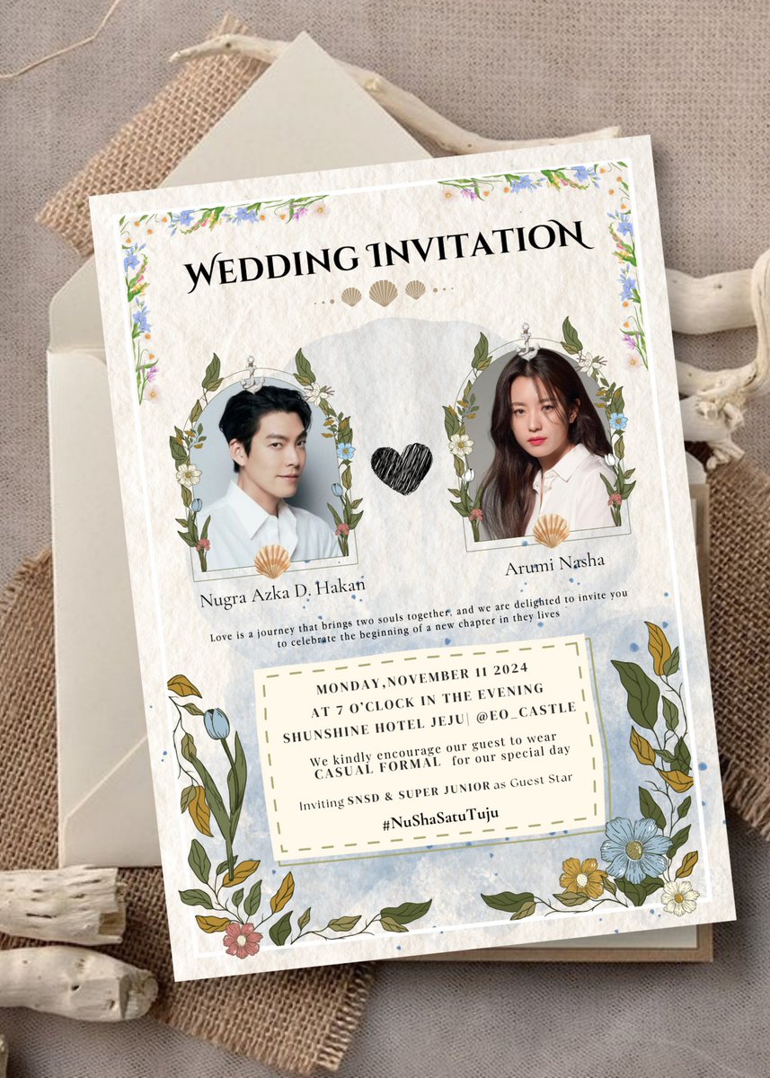 ㅤ
❀⸙͎ The next chapter of their story begins. Nugra and Arumi, joyfully invited you to their wedding.

<a href="/kimwoobbin/">김우빈</a> ♡ <a href="/hhyojjoo/">Hyo joo</a>
🗓  Monday, 11 November2024
🕖  07.00 PM
🏩  Sunshine Hotel Jeju
🧥  Casual Formal
🎤  Super Junior, SNSD

#NuShaSatuTuju
ㅤ