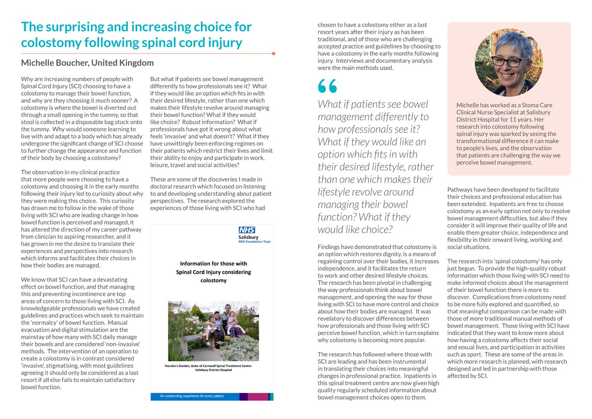 Why Research Matters 2024 author Michelle Boucher’s piece is about the surprising and increasing choice for colostomy following SCI. Her research asks why. Do patients prefer options that better fit their lifestyle? Do they want choice in bowel management? bit.ly/wrm-2024