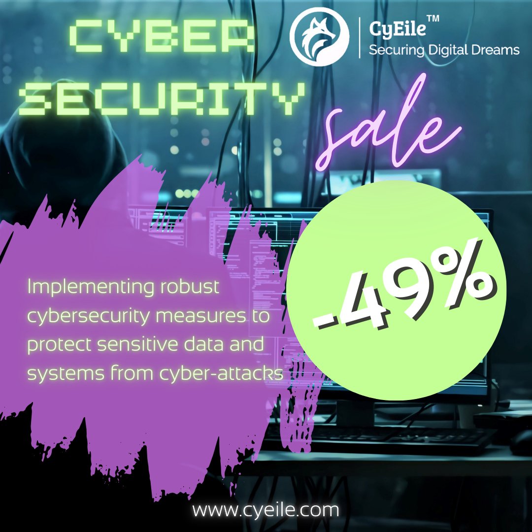 cyeile's tweet image. We&apos;re offering 49% OFF on comprehensive cybersecurity solutions designed to protect your data and systems from cyber-attacks. Don&apos;t wait to fortify your defenses—contact us now! 🛡️

#CyberSecurity #StaySecure #CyEileTech #cybersec #CEO #Managers #Director #vicepresident #SeniorVP