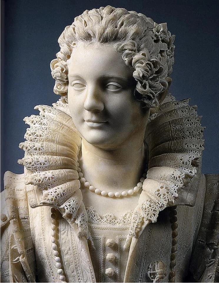 Giuliano Finelli started as Bernini’s assistant and became a master of fine detail, as in this impressive sculpture of Maria Duglioli Barberini (1626, Louvre). So delicate, it was originally displayed in a wire cage to protect it