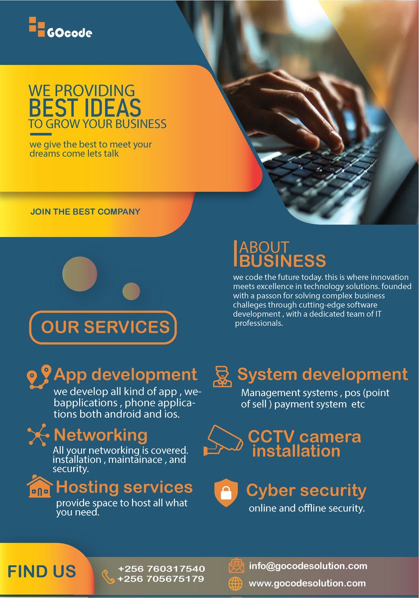 Go_Code6's tweet image. Experience the best services and the best team☺️
Get in touch : +256705675179 gocodesolution.com
#TechServices #IT #CCTV #Cyber #Uganda