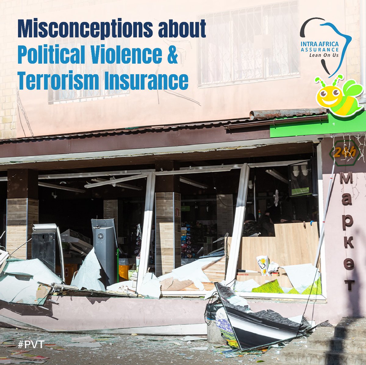 intraafrica's tweet image. The Political Violence and Terrorism Insurance cover is not a very common cover, but it's very important. Here are three clarifications about PVT to help you understand it better. #PoliticalViolence #TerrorismInsurance