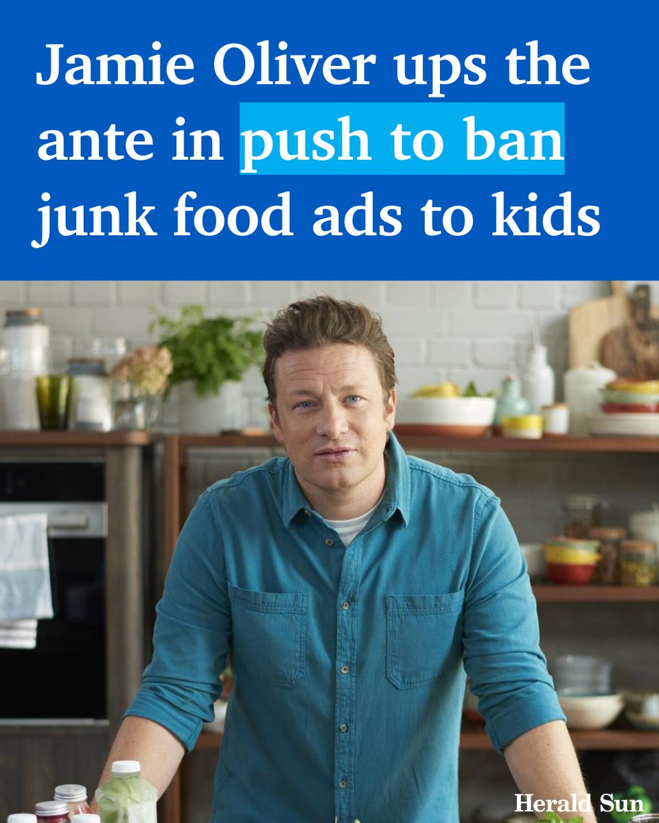 Herald Sun (@theheraldsun) on Twitter photo Celebrity chef Jamie Oliver has joined a chorus of Aussie health experts attempting to shut down the “onslaught” of junk food marketing targeting kids “everywhere they go”. > bit.ly/3YTeqXf Celebrity chef Jamie Oliver has joined a chorus of Aussie health experts attempting to shut down the “onslaught” of junk food marketing targeting kids “everywhere they go”. > bit.ly/3YTeqXf