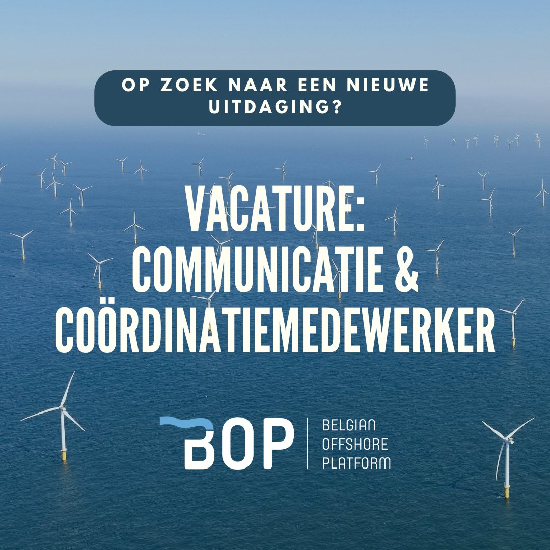 💪 Heb jij zin om ons team te komen versterken? Wij zijn momenteel op zoek naar 𝗲𝗲𝗻 𝗰𝗼𝗺𝗺𝘂𝗻𝗶𝗰𝗮𝘁𝗶𝗲- 𝗲𝗻 𝗰𝗼ö𝗿𝗱𝗶𝗻𝗮𝘁𝗶𝗲𝗺𝗲𝗱𝗲𝘄𝗲𝗿𝗸𝗲𝗿.

👉 Interesse? Meer informatie vind je via belgianoffshoreplatform.be/nl/communicati…

#offshorewindenergieinBelgië