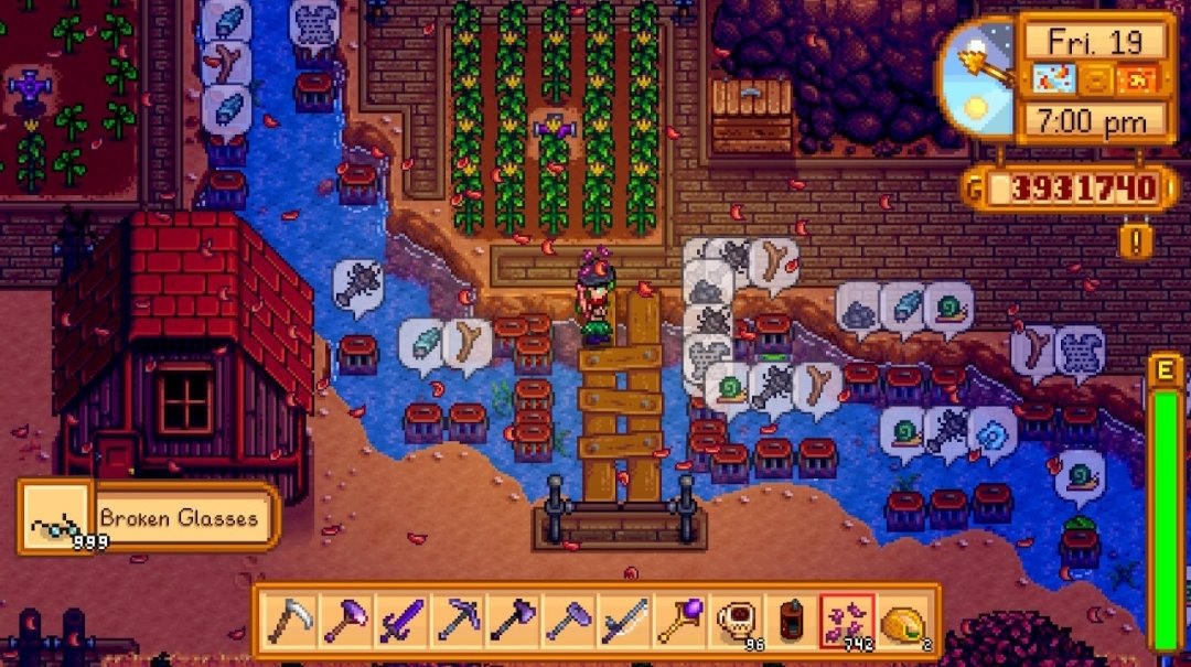 RocWolfe's tweet photo. @ConcernedApe @_EdgarGomez @rStardewValley managed to recreate the bug just now on my Nintendo Switch but with Broken Glasses https://t.co/R7PDo99d89