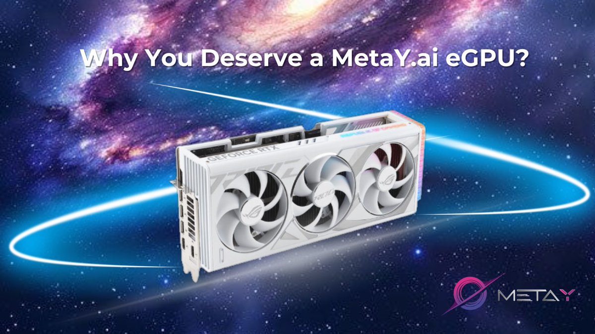 metay_ai's tweet photo. Why You Deserve a https://t.co/w6iKWeyN0b eGPU

1.Join the Mining Revolution
As a key unit in the https://t.co/w6iKWeyN0b decentralized personal node network, owning an eGPU allows you to participate in mining activities and earn $METAY tokens! 🚀

2.Power Up Your Local Computing Needs
With the eGPU, you can handle all your local computing demands—whether it’s running high-performance games, game development, or even AI model training and inference. It’s your all-in-one local computing terminal!

https://t.co/AfaYQ4RVWi Part of the Computing Era
Owning an eGPU is your first step into the era of decentralized computing. In the future, computing power will be accessible to everyone, just like laptops today. By getting your eGPU now, you’re not only an early participant in this technological shift, but also a beneficiary of its rewards.

We look forward to entering this new era of computing together with you! 💪✨

#eGPU #Gaming #AI #MetaY #Web3
