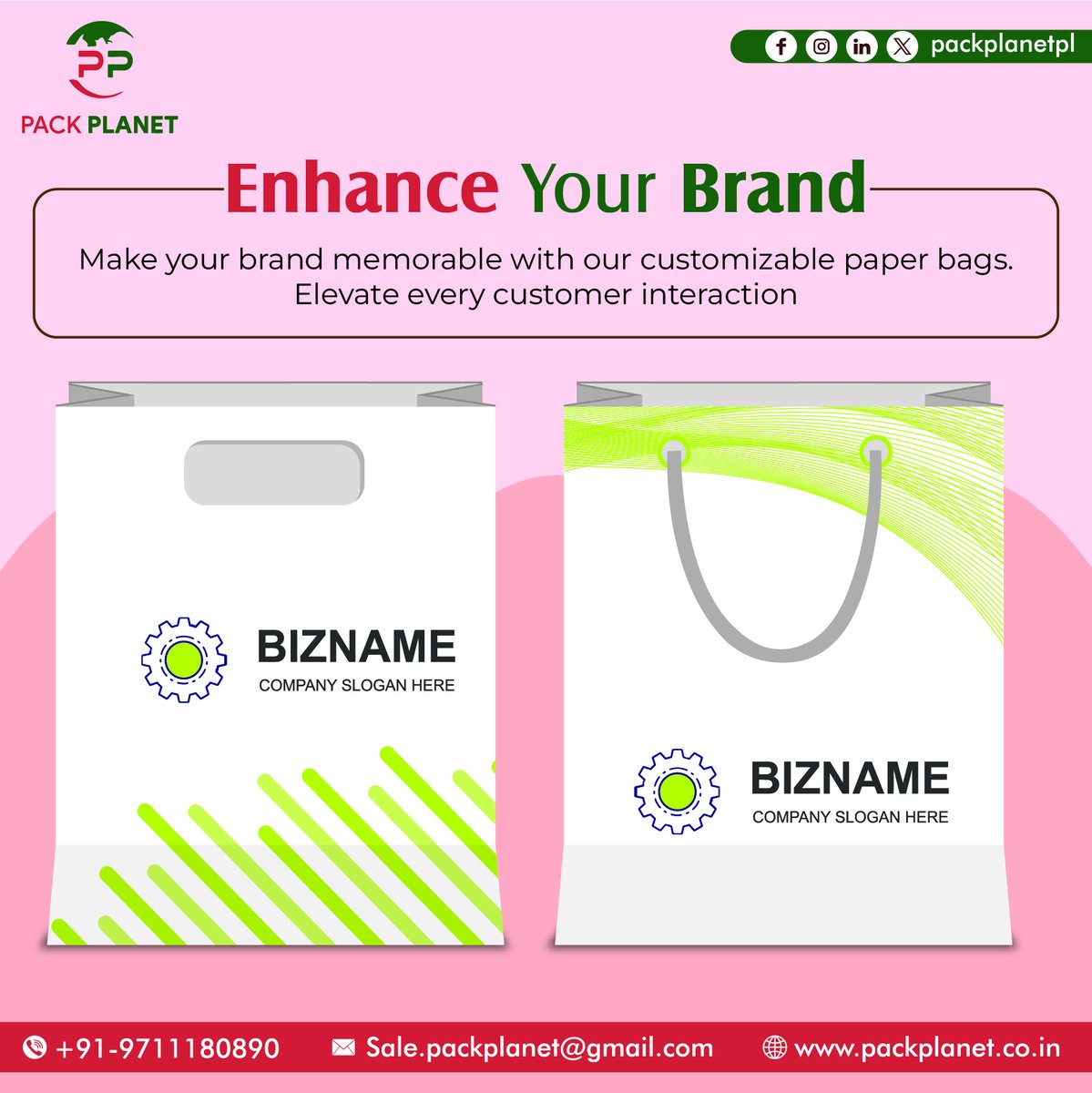 Pack Planet Private Limited (@packplanetpl) on Twitter photo Enhance your brand with eco-friendly, customized paper bags for lasting impressions!
📞 +91 9711180890
✉️ Packplanet2020@gmail.com
📲 wa.me/9711180890
#EnhanceYourBrand #EcoFriendlyPackaging #CustomizedBags #BrandIdentity #SustainableBranding #PaperBagSupplier Enhance your brand with eco-friendly, customized paper bags for lasting impressions!
📞 +91 9711180890
✉️ Packplanet2020@gmail.com
📲 wa.me/9711180890
#EnhanceYourBrand #EcoFriendlyPackaging #CustomizedBags #BrandIdentity #SustainableBranding #PaperBagSupplier
