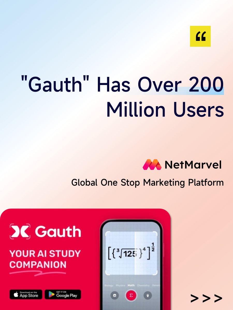 NetMarvel2023's tweet image. 🚀📚&quot;Gauth&quot;: The AI Learning Assistant Making Waves Globally
As of March 27, 2024, Gauth has amassed an incredible 200 million users. It&apos;s the second most popular educational app in the US, just behind Duolingo.🥈
#Gauth #ByteDance #AIApplications #AIEducation  #GoingGlobal