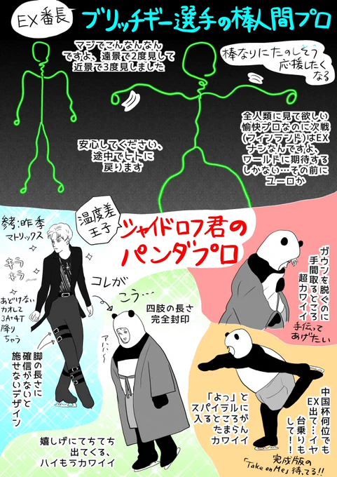ブリッチギー選手とシャイドロフ選手の今季EXプロをプレゼンしたいけど配信のスクショをあげるワケには行かないのでラクガキしてみました、伝わって、少しでも(※全て私見です 