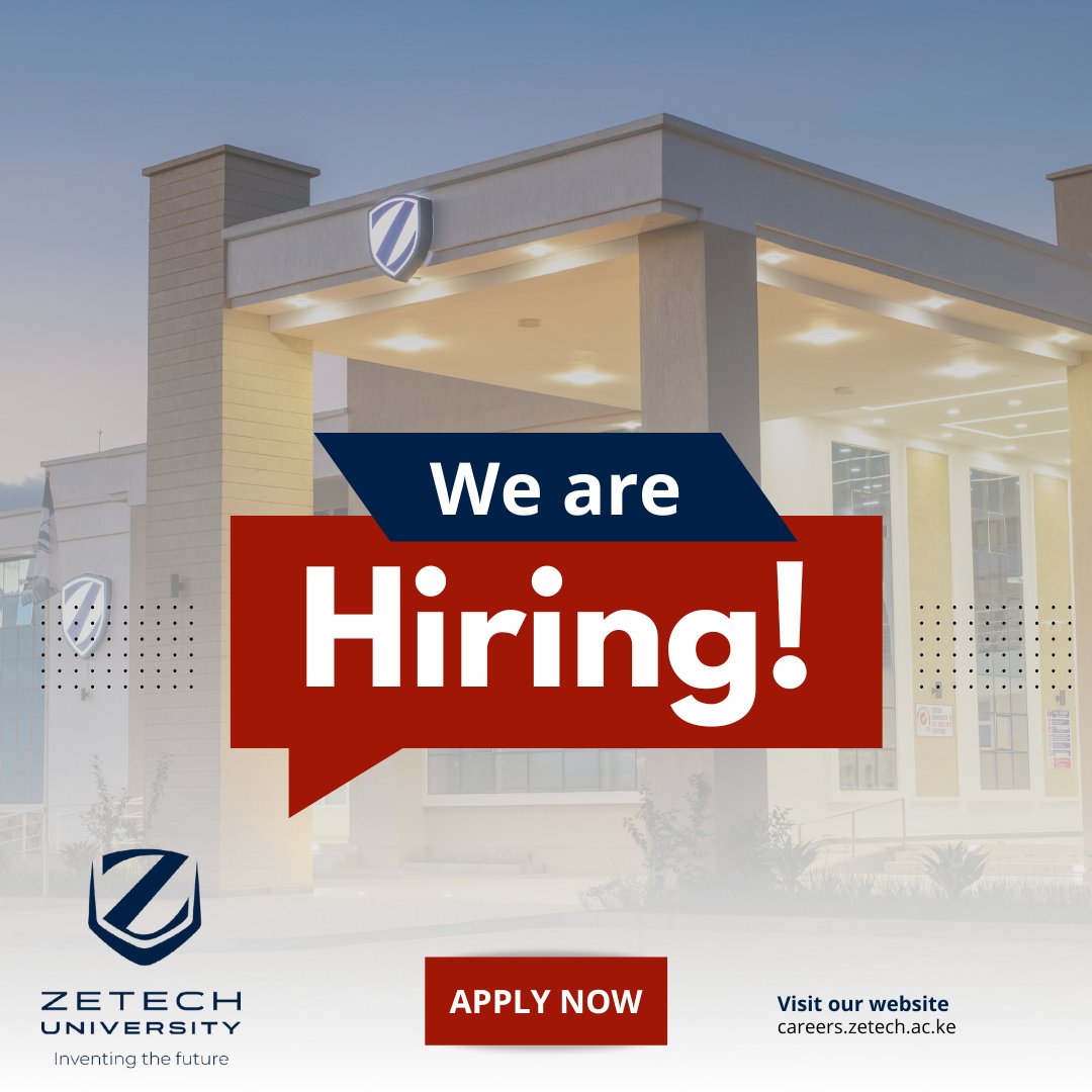 Exciting opportunities! ✍️

We're hiring for various roles in teaching, research, and administration. Find more details here careers.zetech.ac.ke/index.php/oppo…

#IkoKaziKe #KaribuZetech
