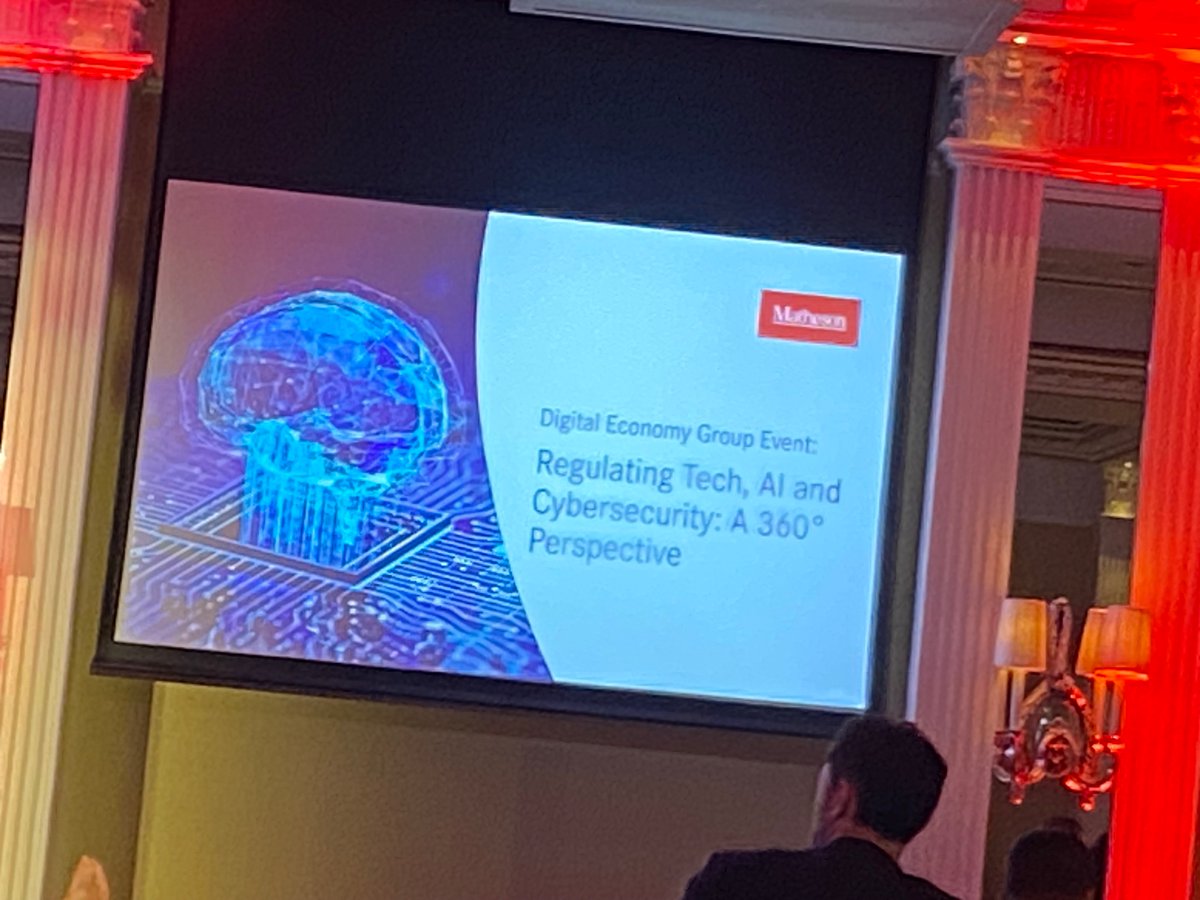 Gillian Kennedy, PhD (@gillkenne) on Twitter photo Delighted to attend
<a href="/MathesonLaw/">Matheson LLP</a>
Digital Economy Group event: Regulating Tech, AI and Cybersecurity: A 360° Perspective. Fascinating info on EU legislation to compliment GDPR.#DMA #CNaM_ie Delighted to attend
<a href="/MathesonLaw/">Matheson LLP</a>
Digital Economy Group event: Regulating Tech, AI and Cybersecurity: A 360° Perspective. Fascinating info on EU legislation to compliment GDPR.#DMA #CNaM_ie