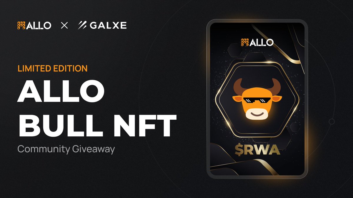 Limited edition Allo Bulls NFT giveaway is live 🚀

We're celebrating our community's growth by giving away a limited edition Allo Bulls NFT to our loyal members.   

To claim your reward, complete the tasks on Galxe - app.galxe.com/quest/ALLO/GCY…