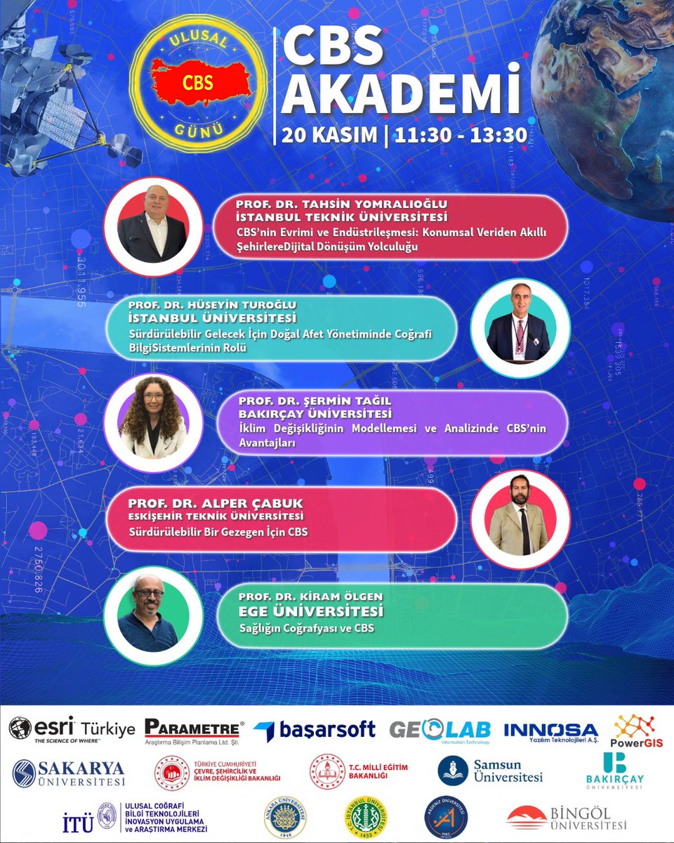 20 Kasım 2024 tarihinde gerçekleştirilecek olan Coğrafi Bilgi Sistemleri Günü'nde siz değerli katılımcılarımızı CBS AKADEMİ programı kapsamında değerli konuklar bekliyor. Kayıt ve detaylı bilgi için cbskampus.sakarya.edu.tr/ulusalcbs adresini ziyaret edebilirsiniz.