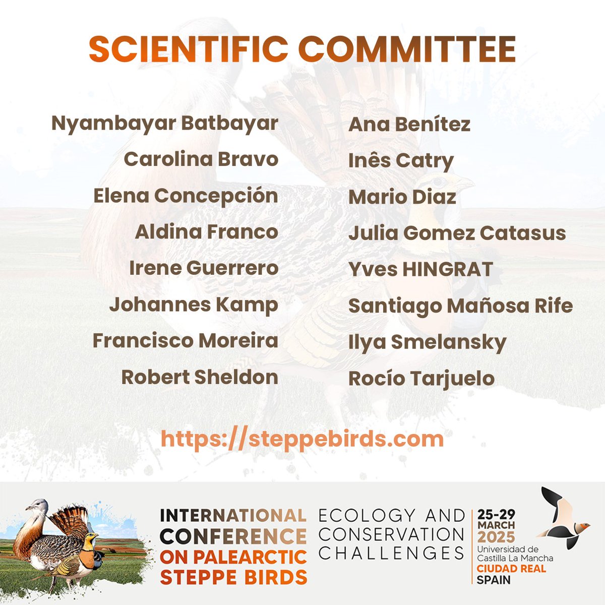 👥 Meet the brilliant minds behind #SteppeBirds2025! Our esteemed Scientific Board is made up of experts in #ornithology and #conservation🌍 They’re shaping the program to highlight the most critical issues for Palearctic steppe birds.
ℹ️steppebirds.com