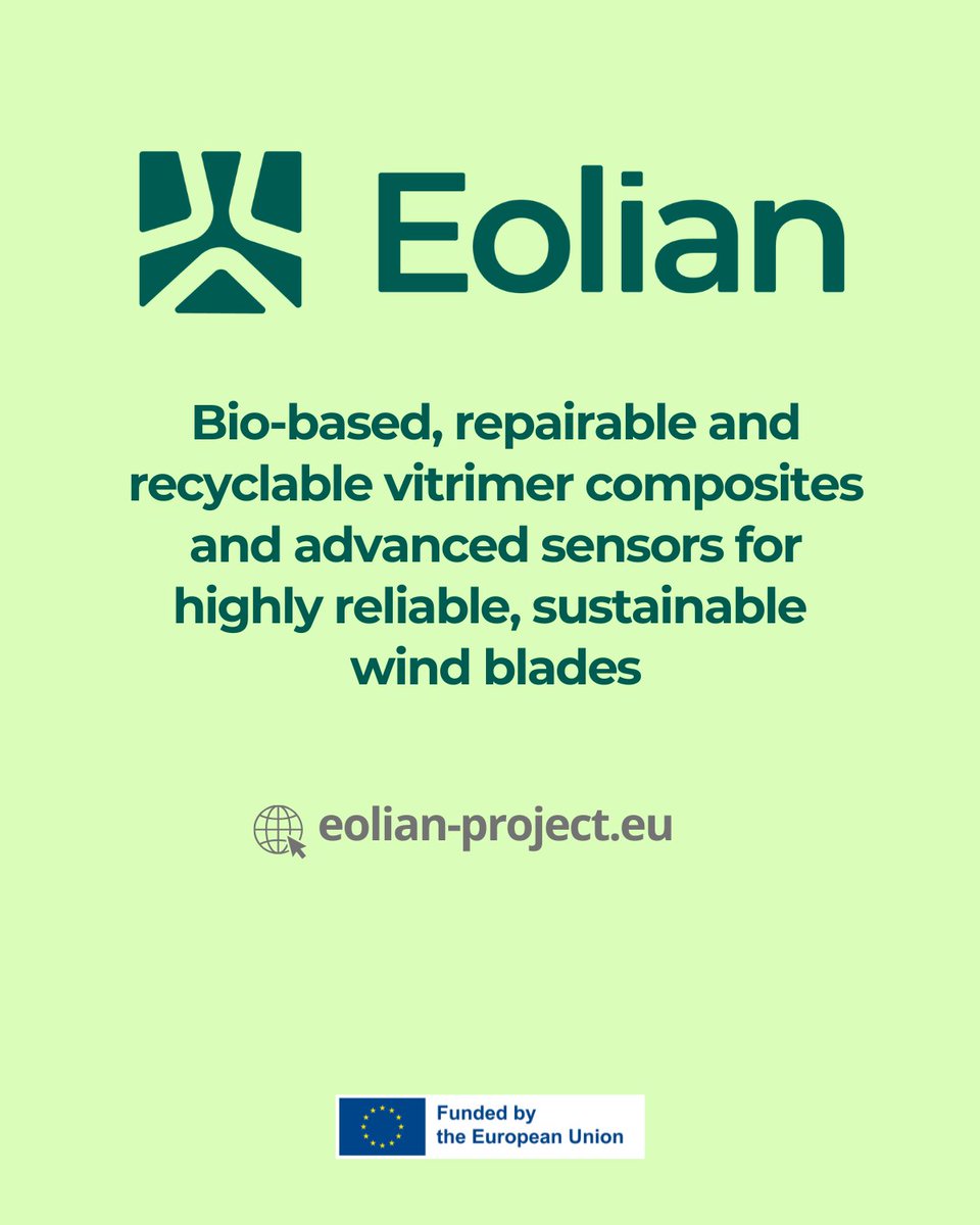 The #EOLIAN website is now live! 

Find out about our project's objectives, our partners, and our latest news at eolian-project.eu.

#composites #compositematerials #windenergy #windturbineblades #vitrimers #sensors #recycling #EUresearch #sustainability #circulareconomy