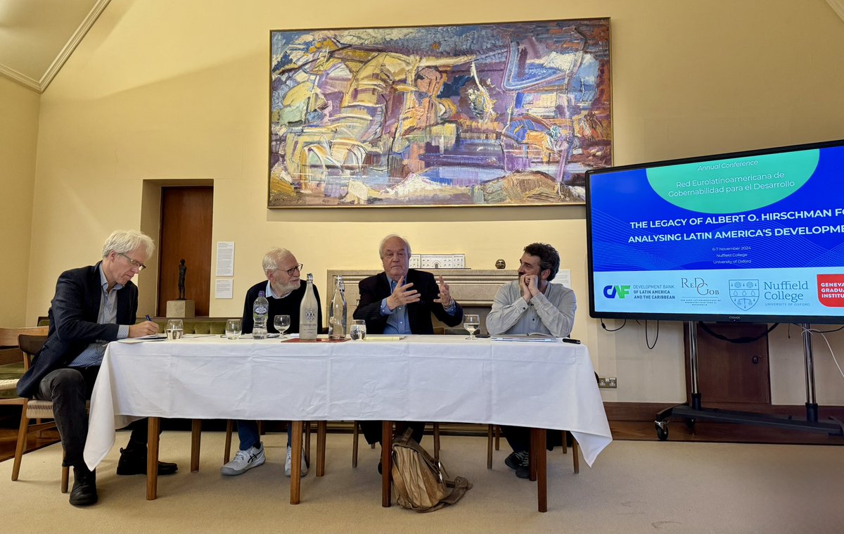 RedGob (@gob_red) on Twitter photo The upcoming panel will explore Hirschman's concepts in the context of great power competition and its implications for the public sphere.
Chair: Michael Best
Presentations by:
<a href="/sangerchu/">Santiago Gerchunoff</a> <a href="/uc3m/">UC3M</a>
<a href="/jorgeheinel/">Jorge Heine</a> <a href="/BUPardeeSchool/">Pardee School of Global Studies, Boston University</a>
Discussion led by <a href="/BertHoffmann/">Bert Hoffmann</a> <a href="/GIGA_Institute/">German Institute for Global and Area Studies</a> The upcoming panel will explore Hirschman's concepts in the context of great power competition and its implications for the public sphere.
Chair: Michael Best
Presentations by:
<a href="/sangerchu/">Santiago Gerchunoff</a> <a href="/uc3m/">UC3M</a>
<a href="/jorgeheinel/">Jorge Heine</a> <a href="/BUPardeeSchool/">Pardee School of Global Studies, Boston University</a>
Discussion led by <a href="/BertHoffmann/">Bert Hoffmann</a> <a href="/GIGA_Institute/">German Institute for Global and Area Studies</a>