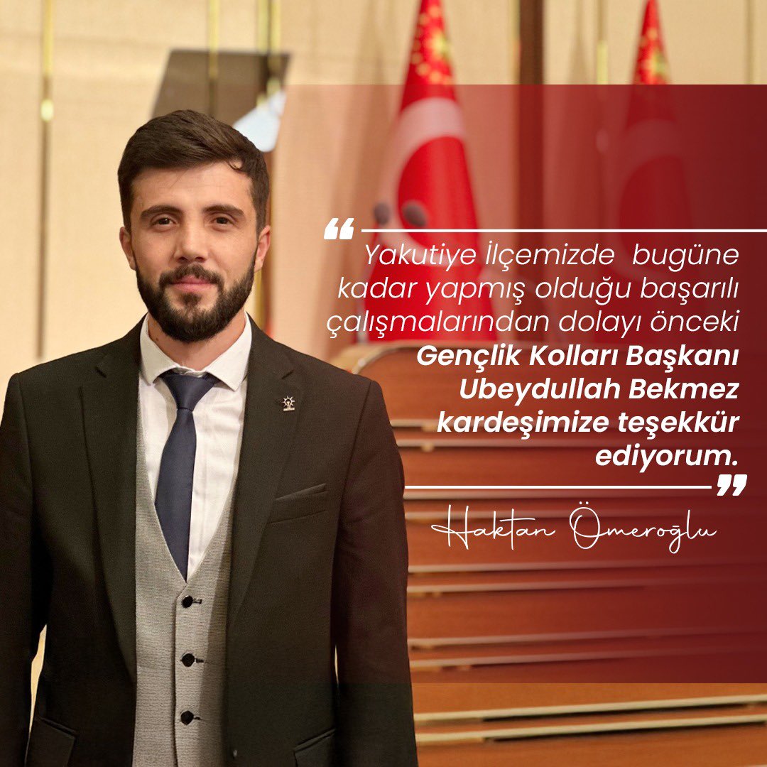 HaktanOmeroglu's tweet photo. Yakutiye ilçemizde bugüne kadar yapmış olduğu başarılı çalışmalardan dolayı önceki gençlik kolları başkanı kardeşim Ubeydullah Bekmez’e teşekkür ediyorum. 
#DurmakYokYolaDevam 

@Akparti @RTErdogan @erkankandemir @eyupkadirinan @gkocaaliler @ubeybekmez https://t.co/TJ9fKrSbto
