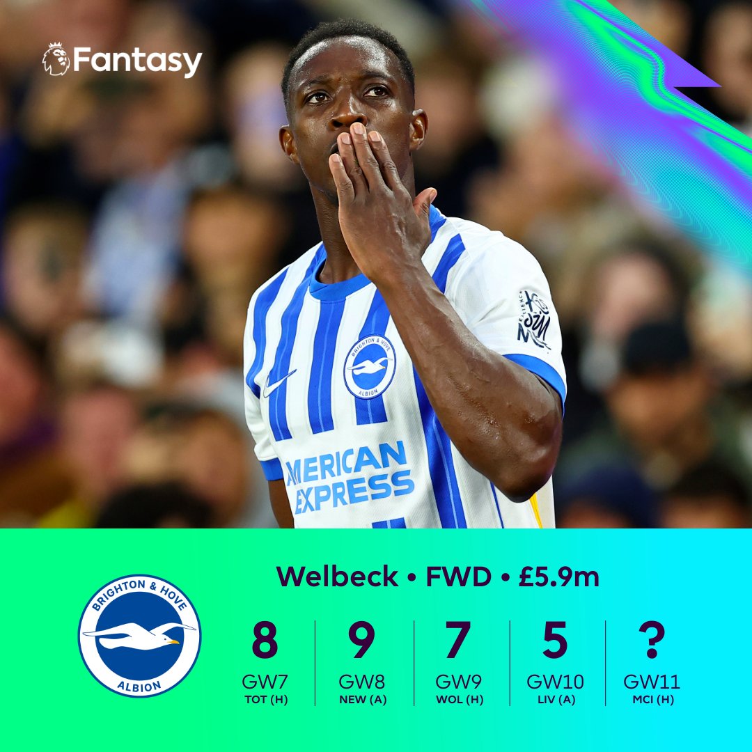 A mega run of returns for Danny Welbeck 💪

Next up for Brighton - Man City at home 👀

#FPL