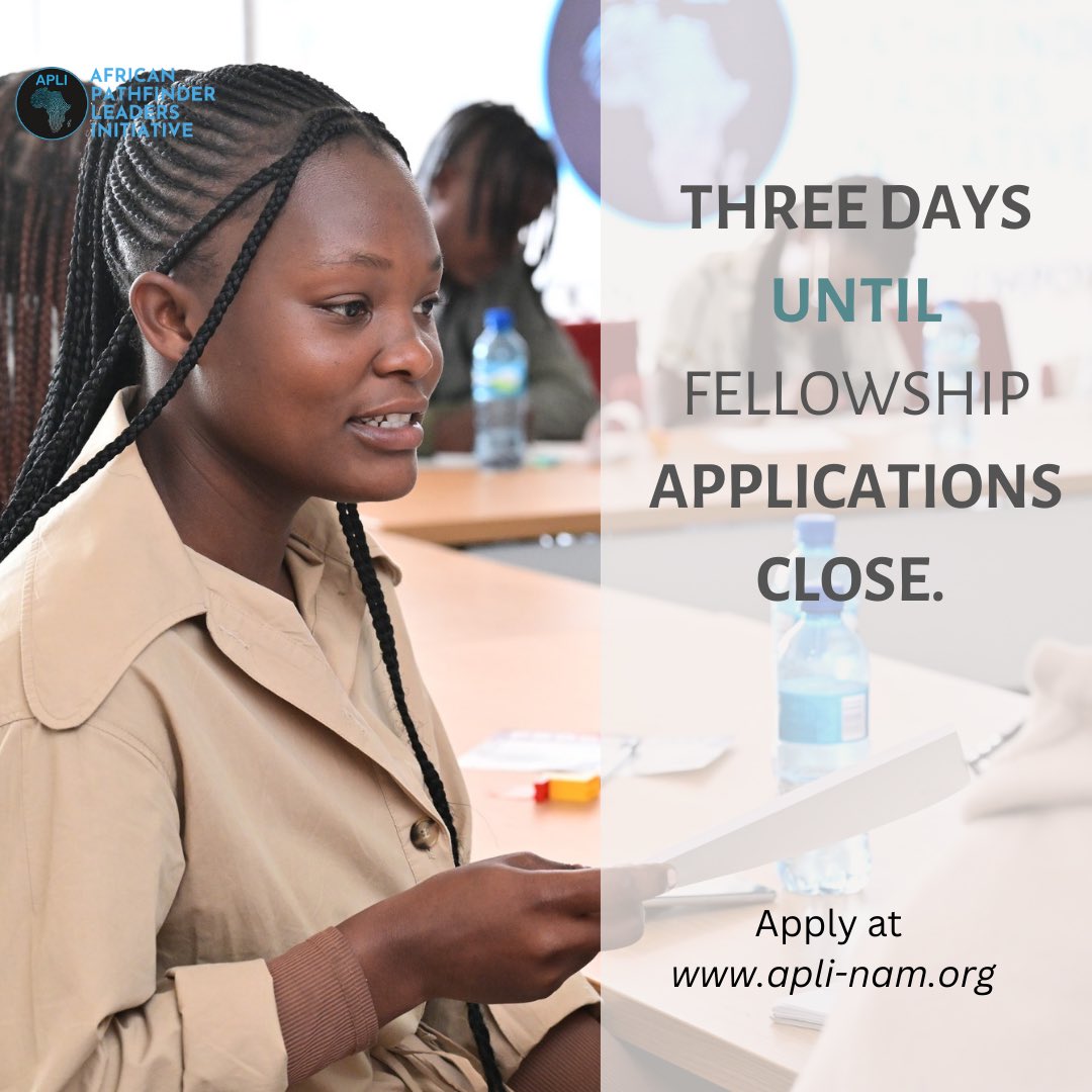 The X-Factor of an <a href="/APLINamibia/">African Pathfinder Leaders Initiative</a> Fellow is clear:

1️⃣ Full of potential
2️⃣ Intentional about achieving their goals
3️⃣ Willingness to learn &amp; take action

If that’s you, then you still have 3️⃣ days to apply to join this elite group of entrepreneurs, community developers &amp; leaders🔥