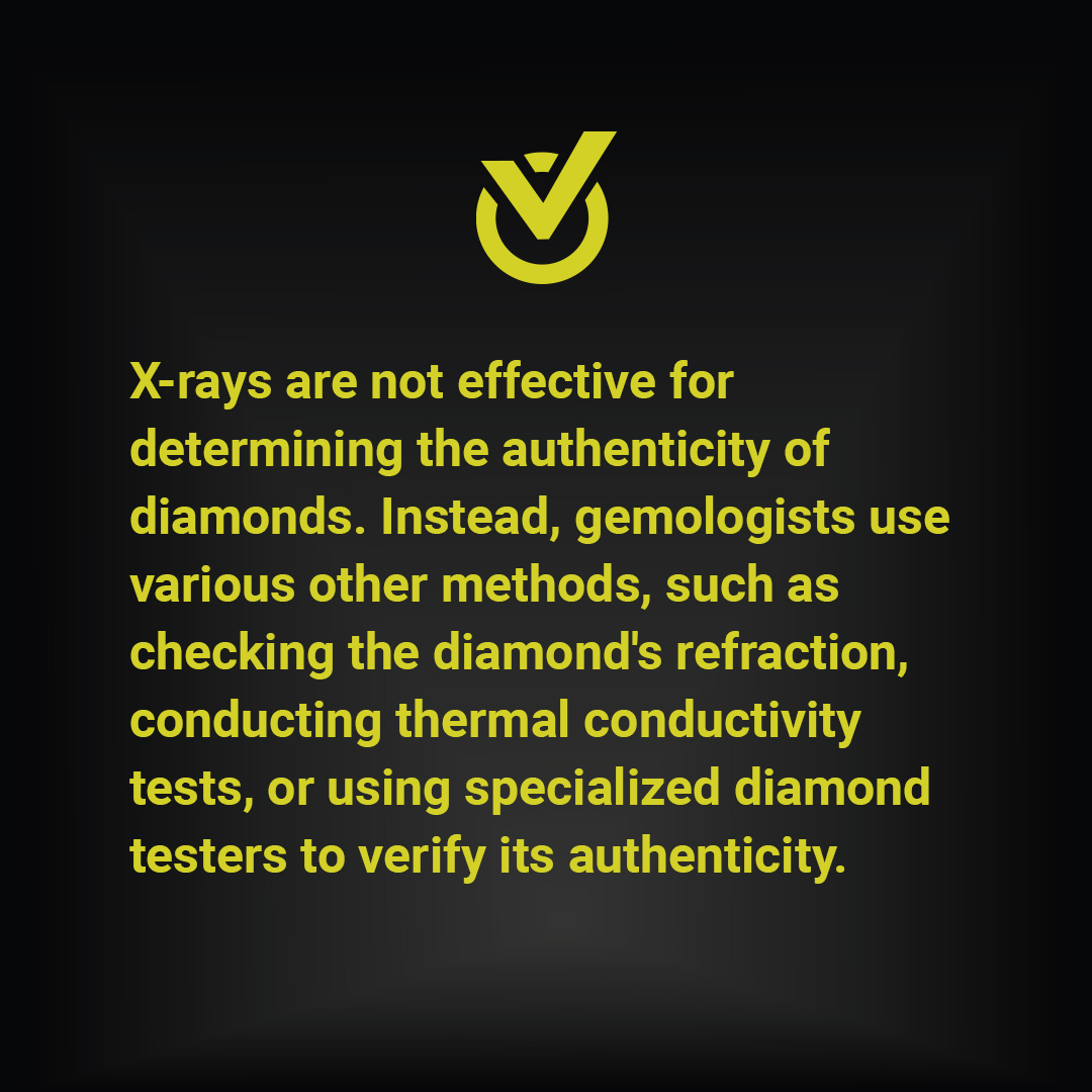 factscheckzone's tweet image. To find out whether a diamond is real or fake, we can take its X-ray because a real diamond never comes in X-ray and by looking at the X-ray we can find out whether the diamond is genuine or fake. -  False!

#FactCheckZone #DiamondTesting #Gemology #JewelryFacts