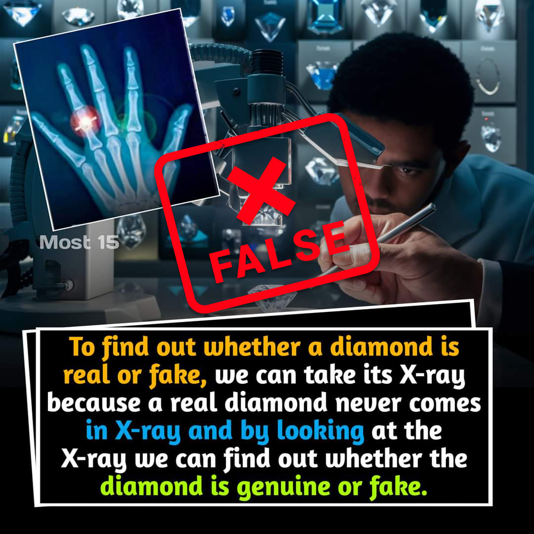 factscheckzone's tweet image. To find out whether a diamond is real or fake, we can take its X-ray because a real diamond never comes in X-ray and by looking at the X-ray we can find out whether the diamond is genuine or fake. -  False!

#FactCheckZone #DiamondTesting #Gemology #JewelryFacts