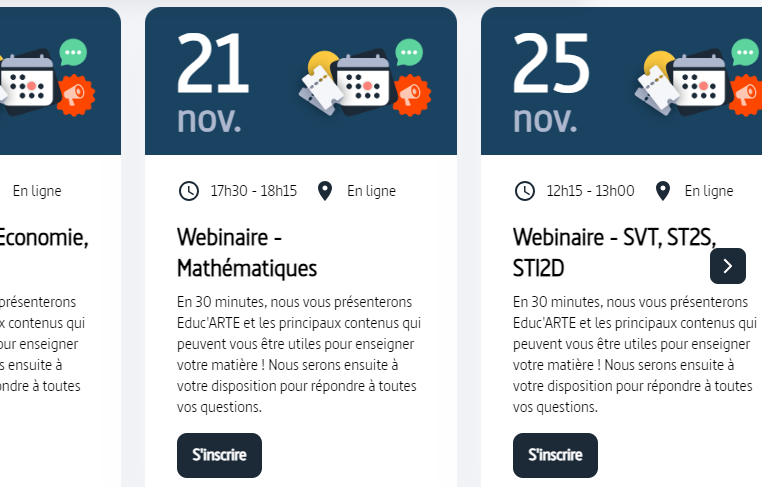 ⏯ <a href="/EducARTEfr/">Educ'ARTE</a> et pédagogie :
educ.arte.tv/pedagogy#
Des vidéos bien faites, des fiches pédagogiques, des témoignages, des webinaires de formation à la prise en main des ressources.
🗓 Le 21 nov. webinaire pour les profs de maths
📝s'inscrire : educarte.clickmeeting.com/366288932/regi…