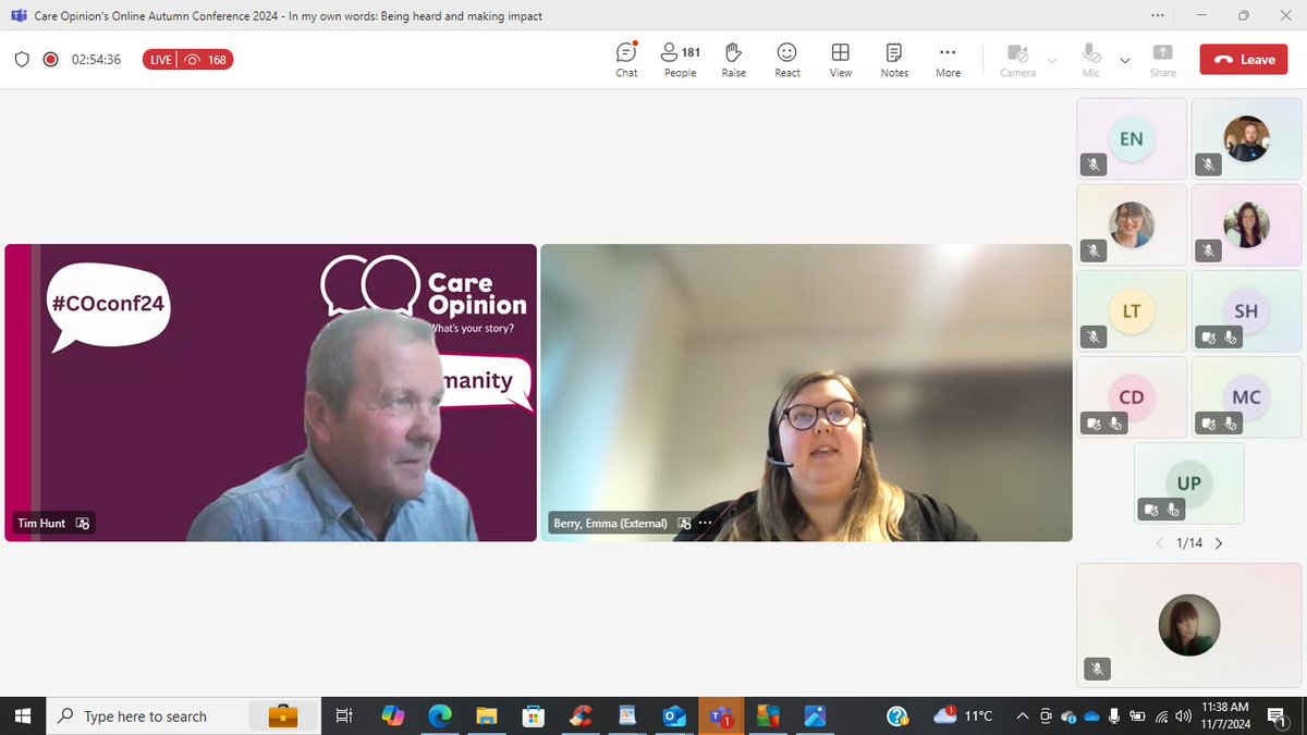 careopinion's tweet photo. We are now joined by @Emjberr from @aberdeenuni who is presenting her research finding with us.  Emma wrote her fascinating research paper on “Using Humanity to Change Systems” based on Care Opinion Scotland and will be sharing some insights from that research  #COconf24 https://t.co/8Tk6gXBfZg