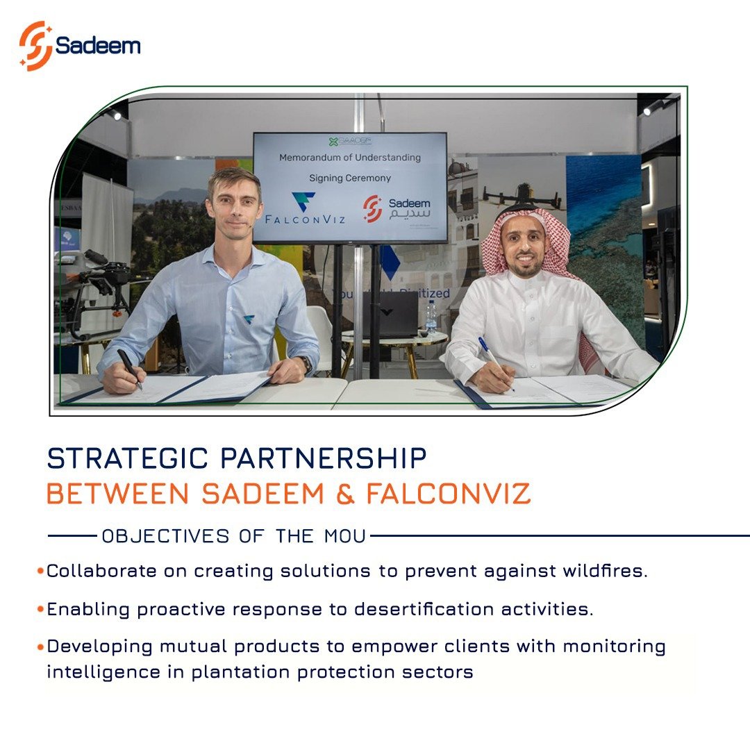 sadeem_wss's tweet photo. We’re thrilled to announce our MOU with @FalconViz in #SAADEF! Together, we’ll create advanced solutions for wildfire prevention, enable proactive responses to desertification, and develop intelligent tools for plantation protection.
#Sustainability #EnvironmentalProtection https://t.co/ky7jXuadkx