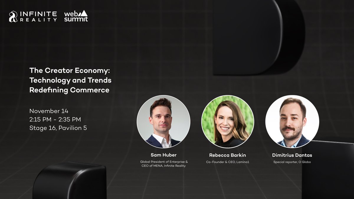 Our Global President of Enterprise and CEO of MENA, <a href="/SamHuber/">Sam Huber</a> will be speaking at <a href="/WebSummit/">Web Summit</a> next week!

Join for a discussion on how the future of digital engagement is being reshaped by emerging technologies - leading to change in creator commerce.